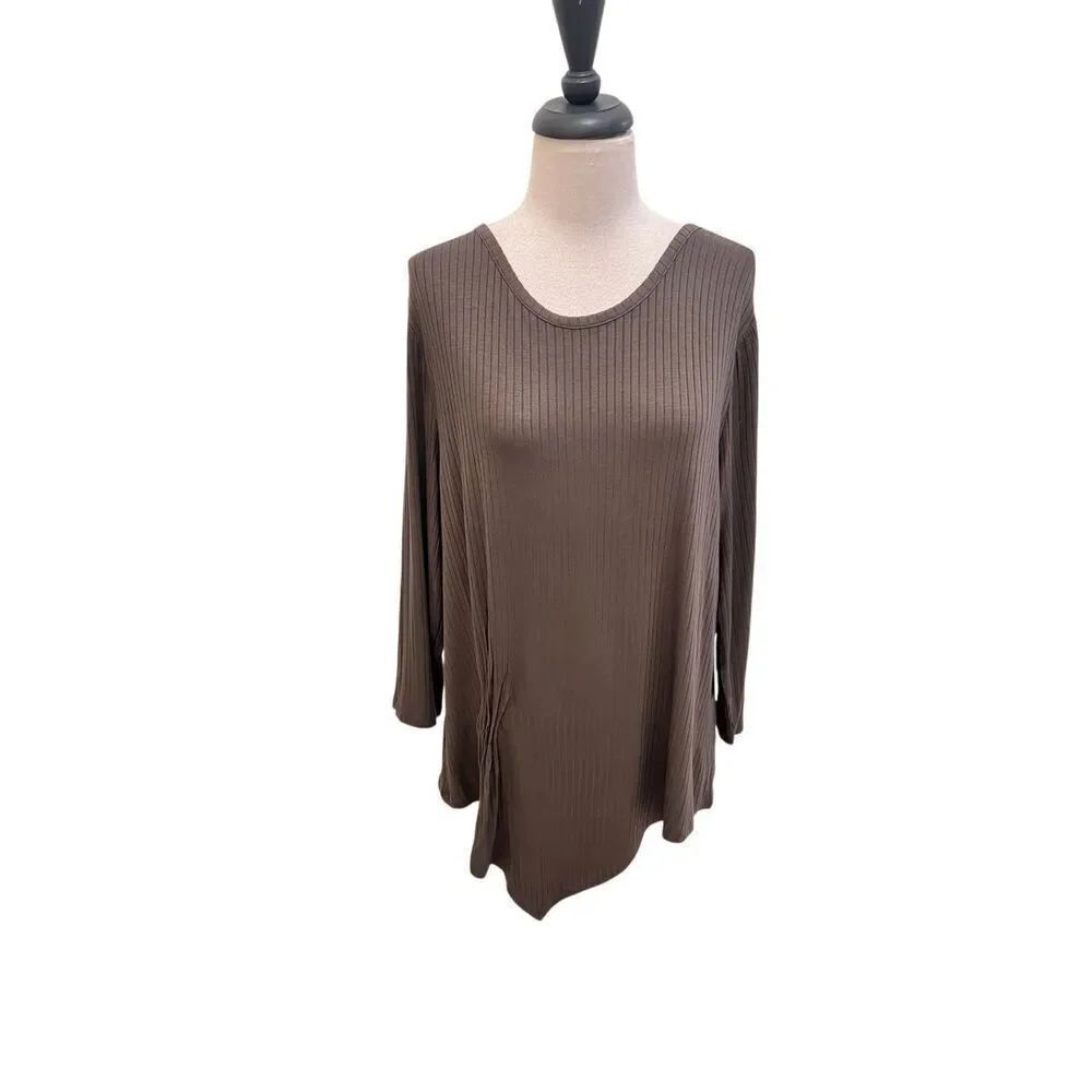 Simply Vera Vera Wang Women's Ribbed Long Sleeve Top Army Green Size XL NWT